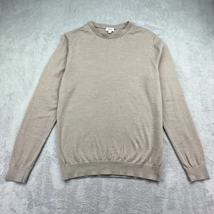 REISS Wessex Jumper Men Large Brown Pullover CrewNeck Tan 100% Merino Wool - Picture 1 of 9