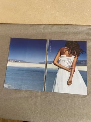 Gucci 2 page magazine advertisement ad white dress on beach - Image 1 of 4