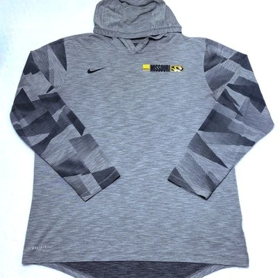 Nike Dri-Fit Missouri Tigers gray long sleeve hooded shirt Adult Men's LARGE L - Image 1 of 4