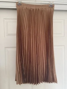 NWT Champagne Satin Pleated Skirt - Picture 1 of 3