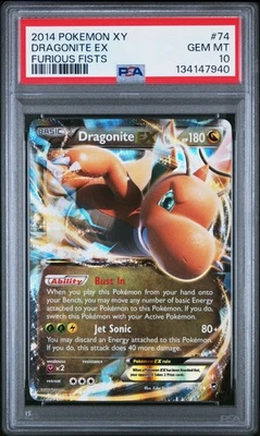 2014 POKEMON XY FURIOUS FISTS #74 DRAGONITE EX PSA 10 (Low Pop 111, Fresh Grade) - Image 1 of 2