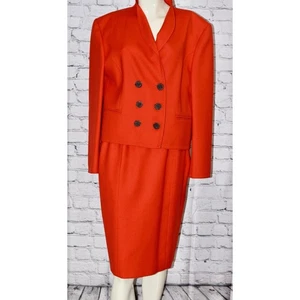 Louis Feraud Designer Vintage Zweireiher Jacke & Rock Set Größe 10 - Bild 1 von 10
