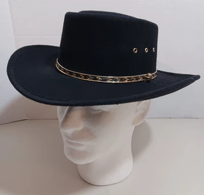 Sombrero de vaquero del oeste de fieltro de lana negro Summit Hat Co. Houston Texas talla 6 3/4 #54 Foto 1 de 4