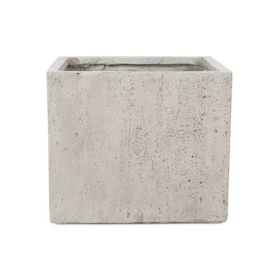 Fardeen 18,75 pulgadas Jardinera cuadrada H blanca ligera de hormigón para patio exterior Foto 1 de 4