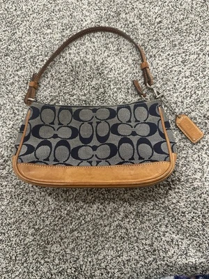 Vintage Coach Signature Demi Mini Pouch HandBag Canvas Leather Beige 6094 - Image 1 of 4