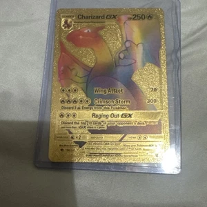 Pokemon Charizard GX Rainbow Gold Foil Card 150/147 - Picture 1 of 4
