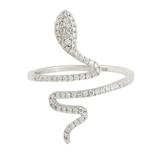 Anello in oro bianco massiccio 18 kt con diamanti serpente da donna anniversa... - Foto 1 di 6