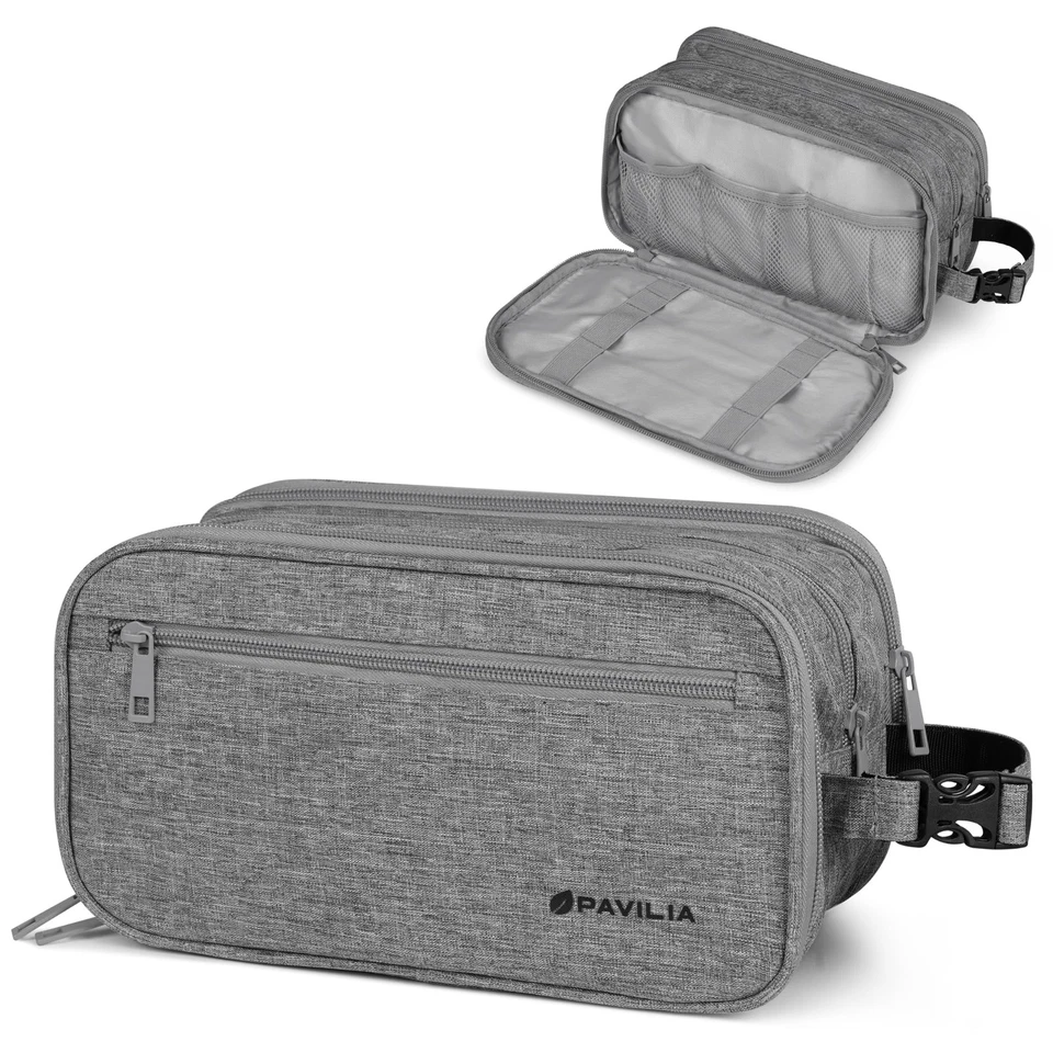 PAVILIA Toiletry Bag for Men Travel Toiletries | Large Heather Gray