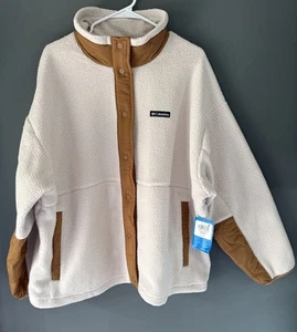 NWT Columbia Women’s Plus Sz 3X Cloud Point Snap Front Fleece Jacket. Dark Stone - Picture 1 of 21