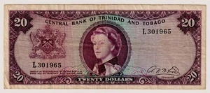 TRINIDAD AND TOBAGO $20 1964 P-28b QE II Circulated Note L301965 - Imagen 1 de 3