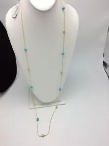 Anne Klein Turquoise and Crystal Illusion Stone Necklace #ak129 - Picture 1 of 7
