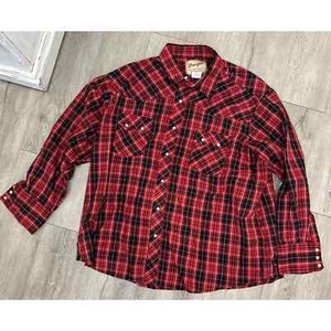 MEN'S XXL 2XL WRANGLER PEARL SNAP LONG SLEEVE WESTERN SHIRT - Picture 1 of 3