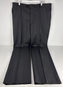 Mantoni Hombres M40901 Negro 38x34 Sin Pliegue Lana Superfina Traje Pantalones Pantalones 3" Dobladillo - Imagen 1 de 11