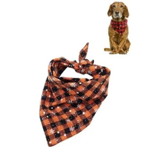 Pet Triangle Towel Christmas Snowflake Dog Saliva Towel - Size L - Orange - Picture 1 of 7