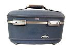 Tiara by American Tourister Train Cosmetic Case Slate Blue 1960's Orig Hang Tag