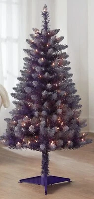 Holiday Time ~ PURPLE ~ Christmas Tree ~ 4' x 27" ~ Pre-Lit ~ Clear Lights - Image 1 of 4