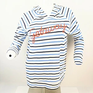 Sundry Hoodie Damen Junior Gr. 2 mittelweiß blau gestreift hell uvp $ 158 neu mit Etikett - Bild 1 von 8
