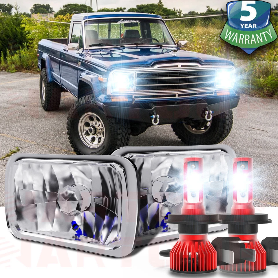 Par de faros LED de haz alto/bajo DOT 5x7" 7x6 pulgadas aptos para camioneta Jeep J10 J20 1974-1988 Foto 1 de 4