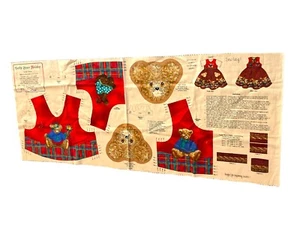 Vintage Teddy Bears Holiday Christmas Fabric Panel Bodice Girls Dress 2-8 - Picture 1 of 5