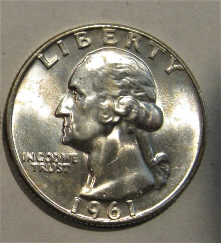 1961-D George Washington Quarter 90% Silver BU From Original Rolls Blast White Cover