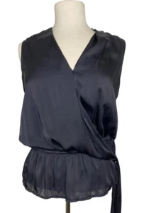 Michael Kors Woman’s Sleeveless Blouse Top V Neck black Small Waist Strap - Picture 1 of 9