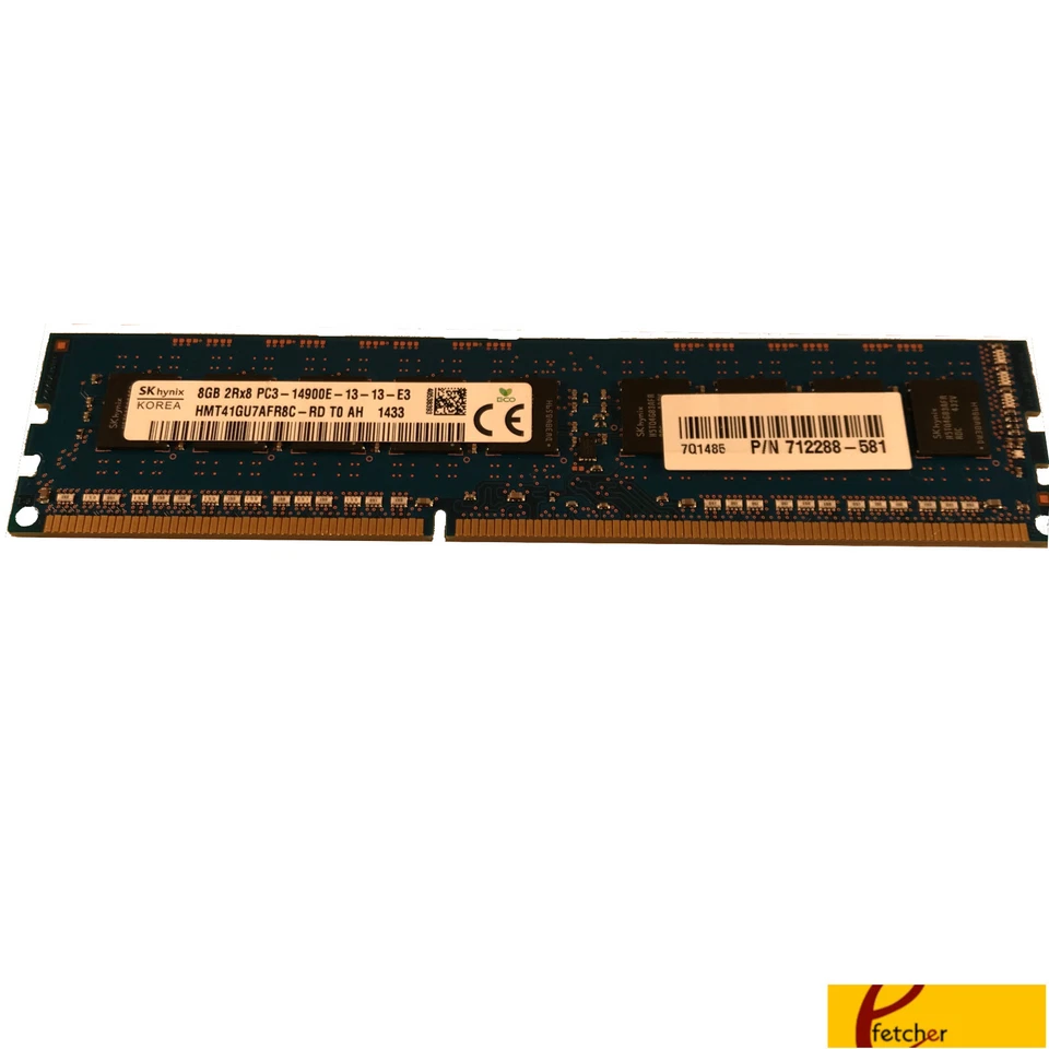 712288-581 8GB Memory DDR3 PC3-14900 Unbuffered ECC Memory HP ProLiant BL460c G8 - Image 1 of 1