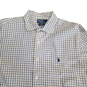 Polo Ralph Lauren Shirt XL Yellow Blue Striped Stanton Classic Fit Button Down - Picture 1 of 12
