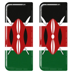 2x Kenya Flag - Gel Domed Number Plate Badges/Decals 111x45mm - Picture 1 of 1