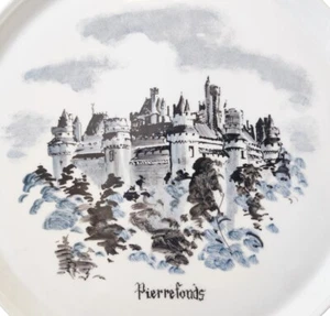 Chateau de Pierrefonds, Original Hand Painting Under Glaze - Central Plate - Picture 1 of 4