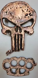 Punisher Mask,Knuckle, Art, Solid Copper Bar, Ignot, One Off, Unique, Hand Made - Picture 1 of 8
