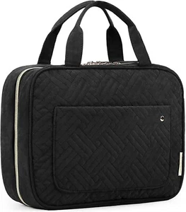 Large Toiletry Bag Travel Bag with Hanging Hook Water-resistant Black - Picture 1 of 7