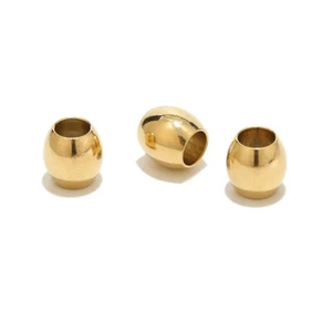 20pcs Stainless Steel 18K Gold Plated Oval Beads Large Hole Spacer Smooth Beads - Picture 1 of 5