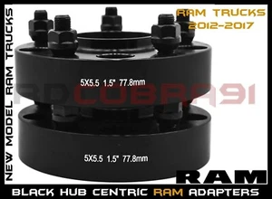 2 Pc Set Of 1.5" Thick Black Hub Centric Wheel Adapters For 2012-2017 Ram 1500 - Picture 1 of 8