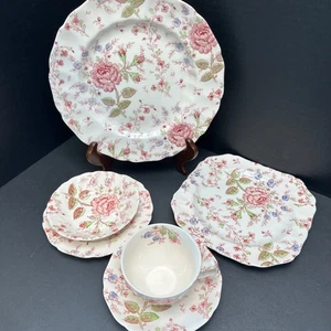 Johnson Bros Rose Chintz Eisenstein 6-teiliges Geschirrgedeck England Teller - Bild 1 von 14