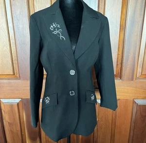 Blazer negro occidental bordado de colección H Bar C California Ranchwear talla mediana/6 - Imagen 1 de 9