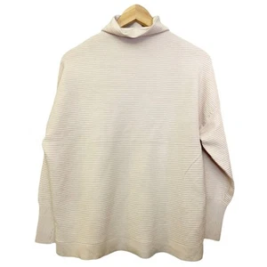 WHITE HOUSE BLACK MARKET Cream Mock Neck Ribbed Sweater Long Sleeves Large NEW - Picture 1 of 5