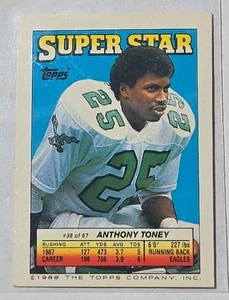1988 Topps Super Star Sticker Back Anthony Toney RC #38 Philadelphia Eagles - Picture 1 of 2