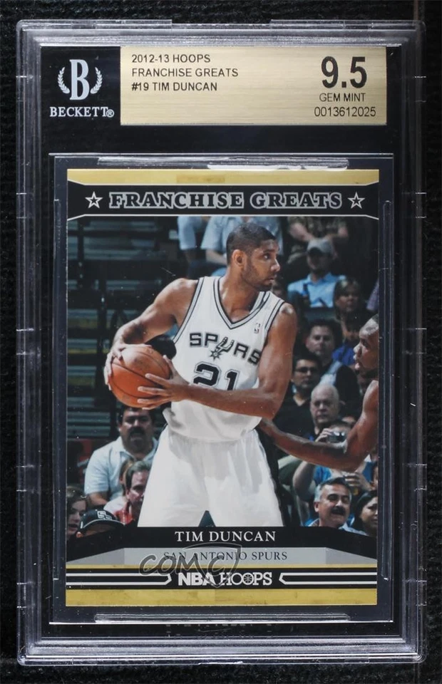 2012-13 NBA Hoops Franchise Greats Tim Duncan #19 BGS 9.5 GEM MINT HOF - Image 1 of 2