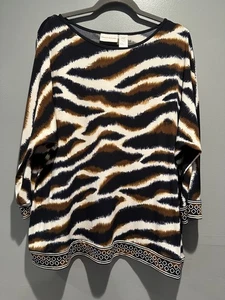 Alfred Dunner Abstract Tunic Top L – Artsy Pullover Retro Cozy Grandmacore - Picture 1 of 8