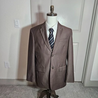 NEW Perry Ellis 40S Suit Blazer Jacket Men Classic Fit Poly Textured Brown - Image 1 of 4