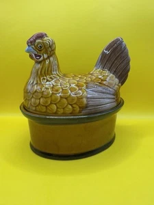 VTG Rooster Chicken Hen Farm Majolica Tureen Pate Dish Made In Portugal Ceramic - Picture 1 of 16