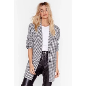 NASTY GAL Dog Days Oversized Black & White Houndstooth Blazer Size 14 - Picture 1 of 15