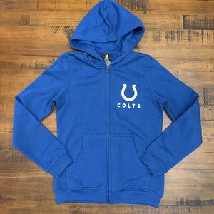 NFL Team Apparel Colts Full Zip Hoodie Sweatshirt Girls Size M 10/12 - Picture 1 of 4