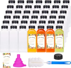 64 botellas plástico 12oz yugos reutilizables con tapas transparentes bebidas - Imagen 1 de 12