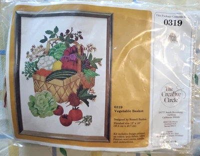 The Creative Circle VEGETABLE BASKET 0319 Crewel Embroidery Kit Harvest 1982 - Image 1 of 4