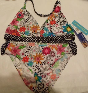 Jantzen 2 PC Bikini Bright Floral Girls Swim Suit SZ 16 - Picture 1 of 7