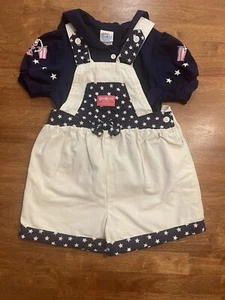 Rare Vintage Osh Kosh Bubble Jumper Overall Sailor Stars Dress Shirt Set 5T & 6T - Bild 1 von 7