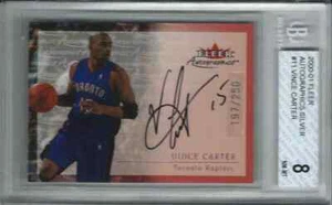 2000-01 Fleer AUTOGRAPHICS SILVER Vince Carter #197/250 ON CARD Raptors BGS 8 - Picture 1 of 2