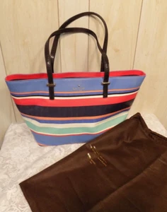 Kate Spade Tote Purse with Dust Bag Multi Color Stripes - Picture 1 of 5