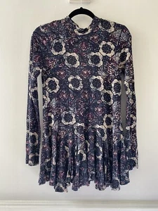 Free People Damen Pflaume Annabelle Stehkragen Langarm Tunika Minikleid Oberteil M - Bild 1 von 9